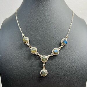 Sterling Silver Labradorite Lariat Necklace